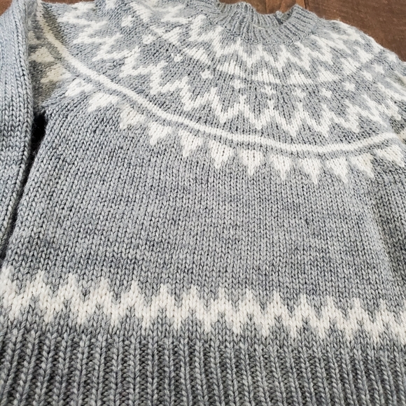 Silverflint grey & white knit crewneck with balloon sleeves, wool blend - Picture 2 of 4
